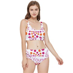 Be Yourself Pink Orange Dots Circular Frilly Bikini Set by Ket1n9