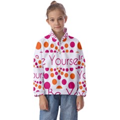 Be Yourself Pink Orange Dots Circular Kids  Half Zip Hoodie by Ket1n9