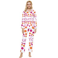 Be Yourself Pink Orange Dots Circular Womens  Long Sleeve Velvet Pocket Pajamas Set by Ket1n9