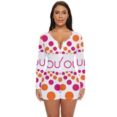 Be Yourself Pink Orange Dots Circular Long Sleeve Boyleg Swimsuit by Ket1n9