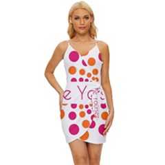 Be Yourself Pink Orange Dots Circular Wrap Tie Front Dress by Ket1n9