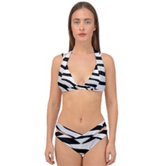 White Tiger Skin Double Strap Halter Bikini Set by Ket1n9