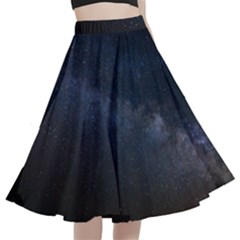 Cosmos-dark-hd-wallpaper-milky-way A-line Full Circle Midi Skirt With Pocket