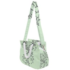 Illustration Of Butterflies And Flowers Ornament On Green Background Rope Handles Shoulder Strap Bag by Ket1n9