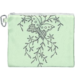 Illustration Of Butterflies And Flowers Ornament On Green Background Canvas Cosmetic Bag (xxxl) by Ket1n9