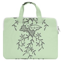 Illustration Of Butterflies And Flowers Ornament On Green Background Macbook Pro 16  Double Pocket Laptop Bag 
