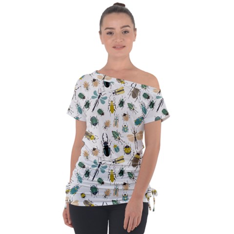 Insect Animal Pattern Off Shoulder Tie-up T-shirt by Ket1n9