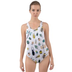 Insect Animal Pattern Cut-out Back One Piece Swimsuit by Ket1n9