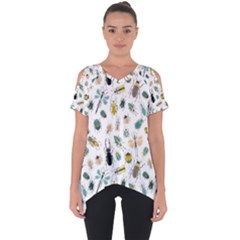 Insect Animal Pattern Cut Out Side Drop T-shirt