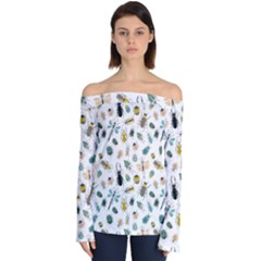 Insect Animal Pattern Off Shoulder Long Sleeve Top by Ket1n9