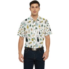 Insect Animal Pattern Men s Short Sleeve Pocket Shirt 