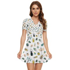 Insect Animal Pattern V-neck High Waist Chiffon Mini Dress by Ket1n9