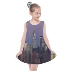 Skyline-city-manhattan-new-york Kids  Summer Dress by Ket1n9