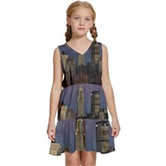 Skyline-city-manhattan-new-york Kids  Sleeveless Tiered Mini Dress by Ket1n9