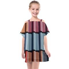 Shingle-roof-shingles-roofing-tile Kids  One Piece Chiffon Dress by Ket1n9