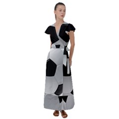 Soccer Ball Flutter Sleeve Maxi Dress by Ket1n9