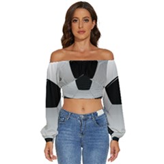 Soccer Ball Long Sleeve Crinkled Weave Crop Top by Ket1n9