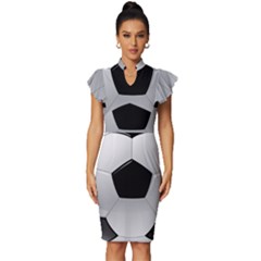 Soccer Ball Vintage Frill Sleeve V-neck Bodycon Dress by Ket1n9