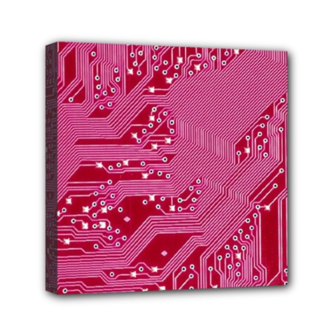 Pink Circuit Pattern Mini Canvas 6  X 6  (stretched) by Ket1n9