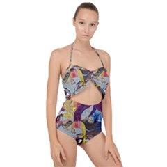 Graffiti-mural-street-art-painting Scallop Top Cut Out Swimsuit by Ket1n9