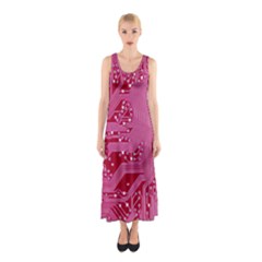 Pink Circuit Pattern Sleeveless Maxi Dress by Ket1n9