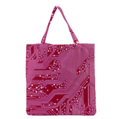Pink Circuit Pattern Grocery Tote Bag