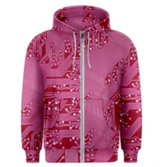 Pink Circuit Pattern Men s Zipper Hoodie by Ket1n9