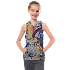 Graffiti-mural-street-art-painting Kids  Sleeveless Hoodie by Ket1n9