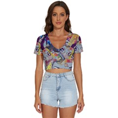 Graffiti-mural-street-art-painting V-neck Crop Top by Ket1n9