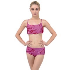 Pink Circuit Pattern Layered Top Bikini Set by Ket1n9