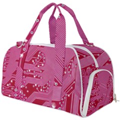 Pink Circuit Pattern Burner Gym Duffel Bag by Ket1n9