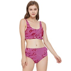 Pink Circuit Pattern Frilly Bikini Set by Ket1n9