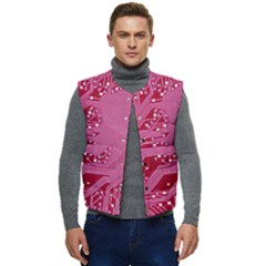 Pink Circuit Pattern Men s Button Up Puffer Vest	 by Ket1n9
