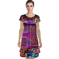 Technology Circuit Board Layout Pattern Cap Sleeve Nightdress by Ket1n9