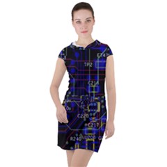 Technology Circuit Board Layout Drawstring Hooded Dress by Ket1n9