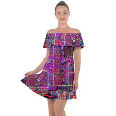 Technology Circuit Board Layout Pattern Off Shoulder Velour Dress by Ket1n9