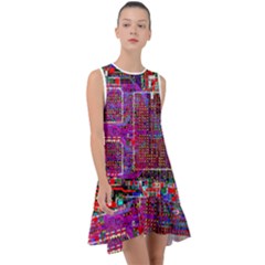 Technology Circuit Board Layout Pattern Frill Swing Dress by Ket1n9