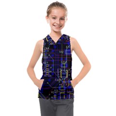 Technology Circuit Board Layout Kids  Sleeveless Hoodie by Ket1n9