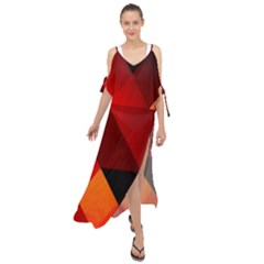 Abstract Triangle Wallpaper Maxi Chiffon Cover Up Dress