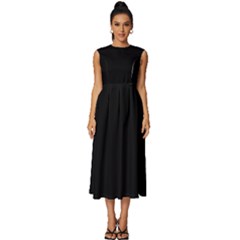 Black Sleeveless Round Neck Midi Dress by Ket1n9