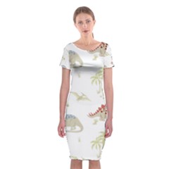 Dinosaur Art Pattern Classic Short Sleeve Midi Dress by Ket1n9