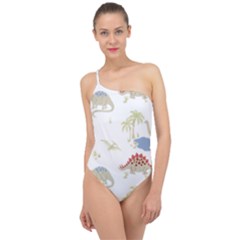 Dinosaur Art Pattern Classic One Shoulder Swimsuit by Ket1n9