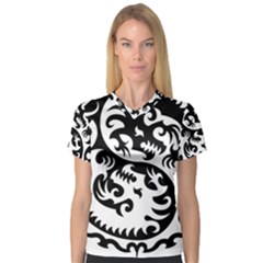 Ying Yang Tattoo V-neck Sport Mesh T-shirt