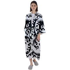 Ying Yang Tattoo Maxi Satin Kimono by Ket1n9