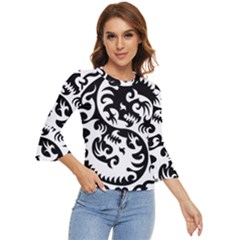 Ying Yang Tattoo Bell Sleeve Top