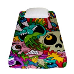 Crazy Illustrations & Funky Monster Pattern Fitted Sheet (single Size) by Ket1n9