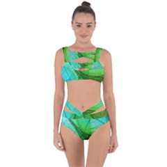 Sunlight Filtering Through Transparent Leaves Green Blue Bandaged Up Bikini Set  by Ket1n9