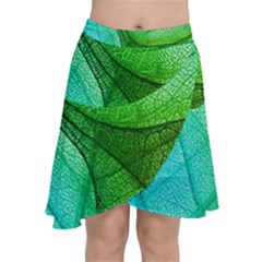 Sunlight Filtering Through Transparent Leaves Green Blue Chiffon Wrap Front Skirt by Ket1n9