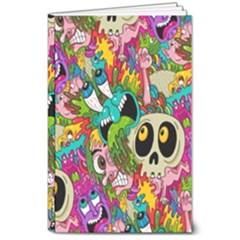 Crazy Illustrations & Funky Monster Pattern 8  X 10  Softcover Notebook