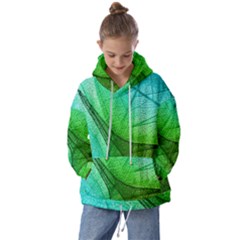 Sunlight Filtering Through Transparent Leaves Green Blue Kids  Oversized Hoodie